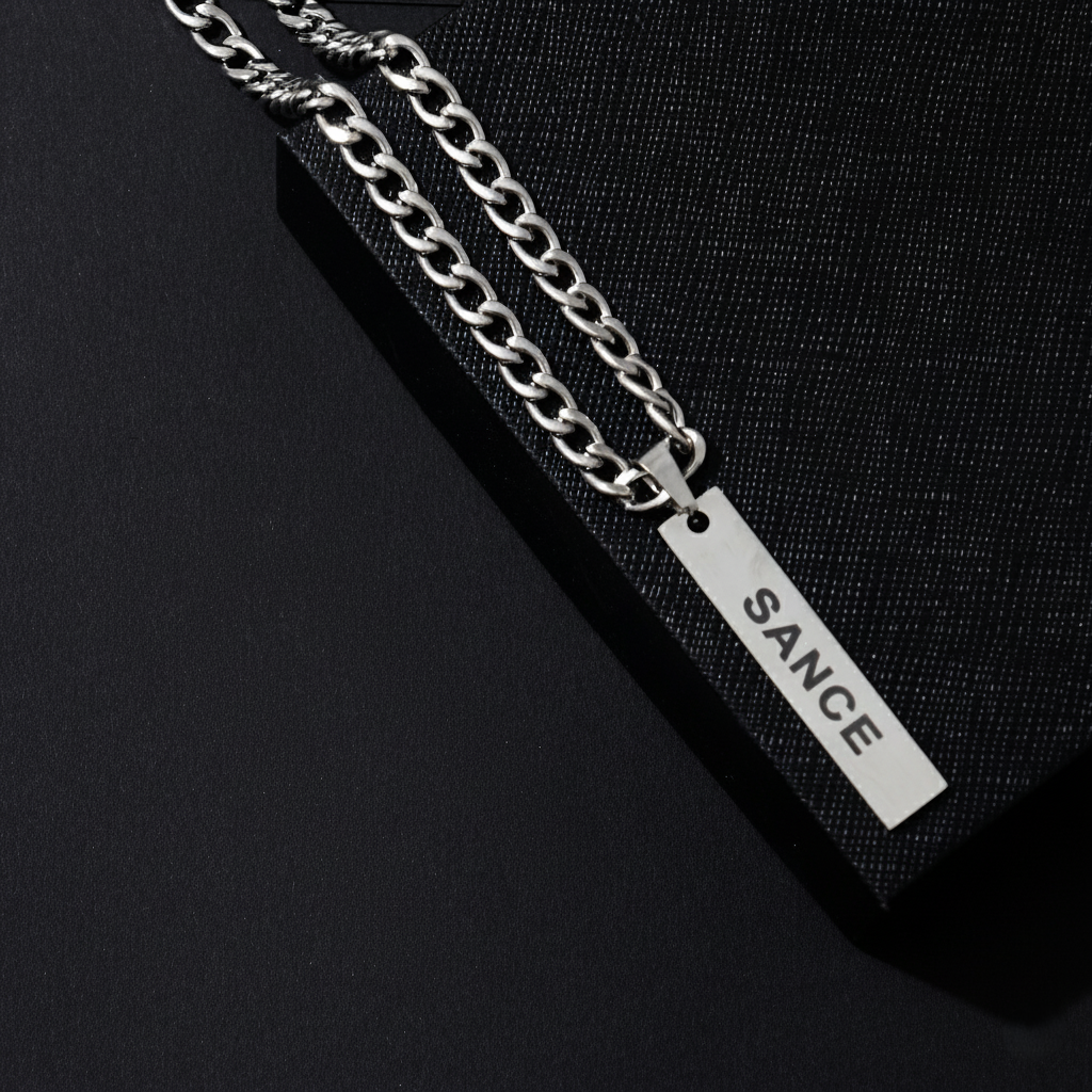 Collar grueso SANCE - Colgante largo (Plata)