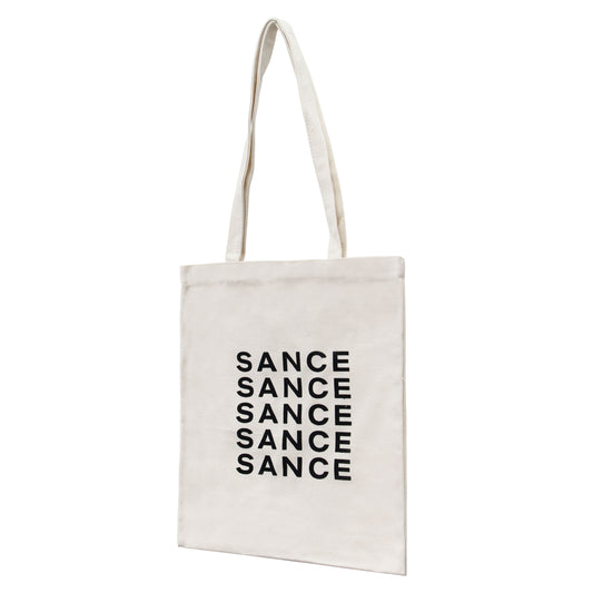 SANCE Tote Bags cream repeat logo LGBTQIA singles solterxs solteras solteros gay lesbian queer trans bisexual dating in real life