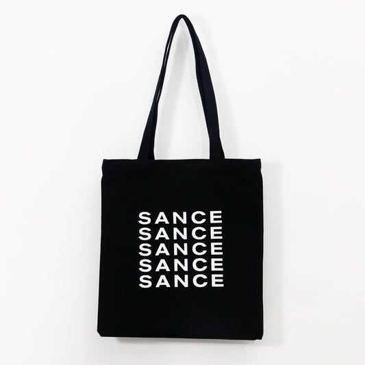 SANCE Tote Bags black repeat logo LGBTQIA singles solterxs solteras solteros gay lesbian queer trans bisexual dating in real life