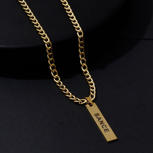 SANCE necklace gold thick chain long pendant for LGBTQ+ singles gay lesbian queer trans bisexual collar oro largo grueso solterxs solteros solteras lgbtq+ lesbiana gay homosexual