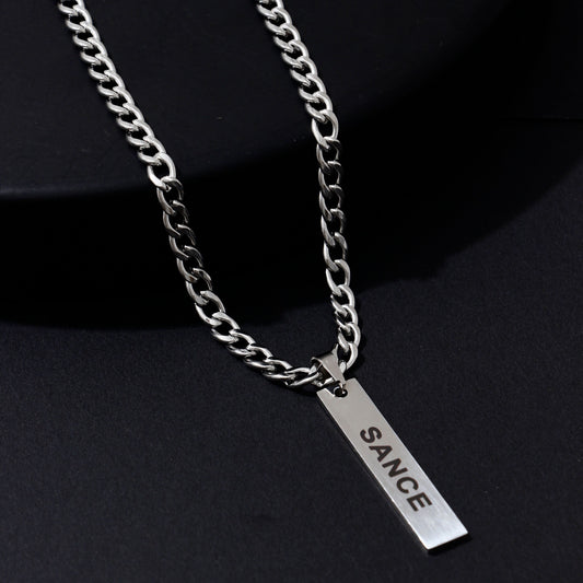 SANCE necklace silver thick chain long pendant for LGBTQ+ singles gay lesbian queer trans bisexual collar plata largo grueso solterxs solteros solteras lgbtq+ lesbiana gay homosexual