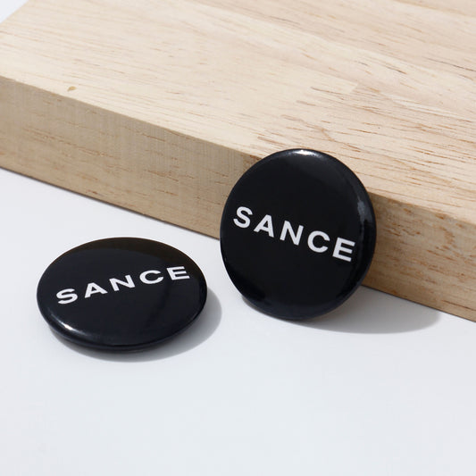 SANCE button pin negro black for lgbtq singles solteros solterxs solteras gay trans bisexual lesbiana queer find love in real life accessories gay moda style